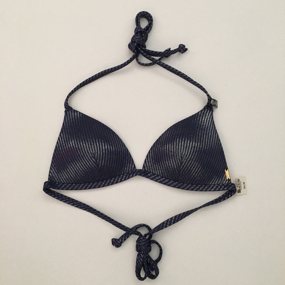 PINK Ribbed Shimmer Bikini Top Sz XS